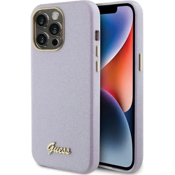 Guess Glitter Glossy Script case for iPhone 15 Pro - lilac - (GUE003301-0)