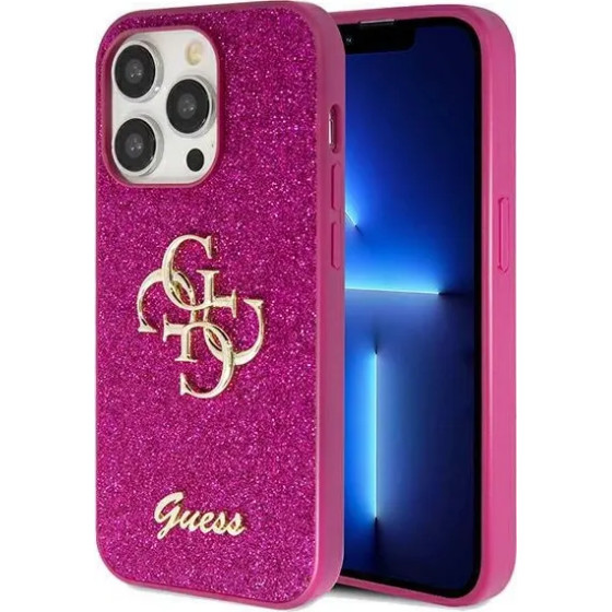 Guess Glitter Script Big 4G case for iPhone 15 Pro - purple - (GUE003383-0)