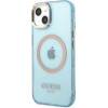 Guess Gold Outline Translucent MagSafe case for iPhone 13 - blue - (GUE002502-0)