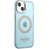 Guess Gold Outline Translucent MagSafe case for iPhone 13 - blue - (GUE002502-0)