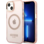 Guess Gold Outline Translucent MagSafe case for iPhone 13 - pink - (GUE002507-0)