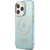 Guess Gold Outline Translucent MagSafe case for iPhone 13 Pro / iPhone 13 - blue - (GUE002503-0)