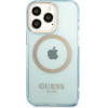 Guess Gold Outline Translucent MagSafe case for iPhone 13 Pro / iPhone 13 - blue - (GUE002503-0)
