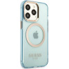 Guess Gold Outline Translucent MagSafe case for iPhone 13 Pro / iPhone 13 - blue - (GUE002503-0)