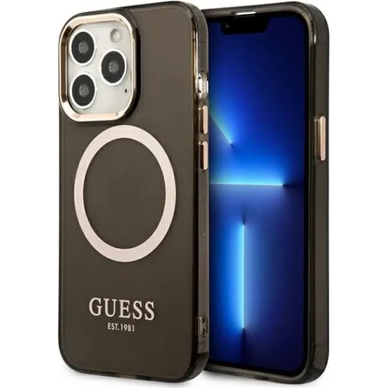 Guess Gold Outline Translucent MagSafe case for iPhone 13 Pro Max - black - (GUE002501-0)