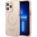 Guess Gold Outline Translucent MagSafe case for iPhone 13 Pro Max - pink - (GUE002509-0)