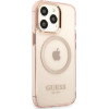 Guess Gold Outline Translucent MagSafe case for iPhone 13 Pro Max - pink - (GUE002509-0)