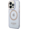 Guess Gold Outline Translucent MagSafe Case for iPhone 14 Pro Max 6.7 - Purple - (GUE002583-0)