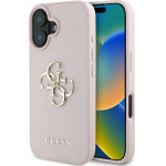 Guess Grained Big 4G Logo Small Classic Logo case for iPhone 16 - pink - (GUE004400-0)