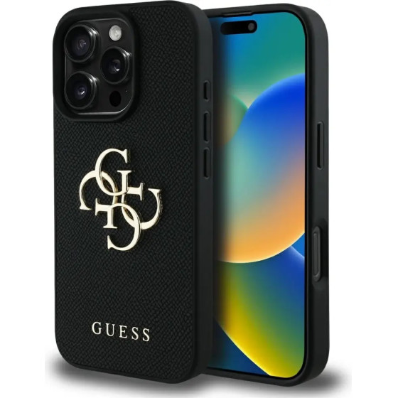 Guess Grained Big 4G Logo Small Classic Logo case for iPhone 16 Pro - black - (GUE004395-0)