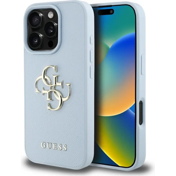 Guess Grained Big 4G Logo Small Classic Logo case for iPhone 16 Pro Max - blue - (GUE004399-0)