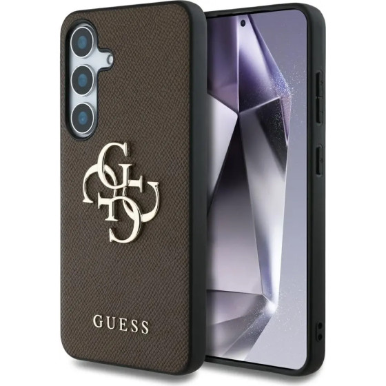 Guess Grained Big 4G Logo Small Classic Logo case for Samsung Galaxy S25 brown - (GUE004275-0)