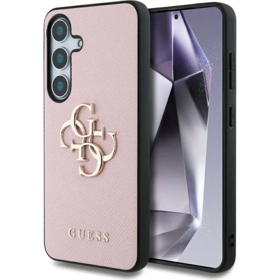 Guess Grained Big 4G Logo Small Classic Logo case for Samsung Galaxy S25 Plus pink - (GUE004278-0)
