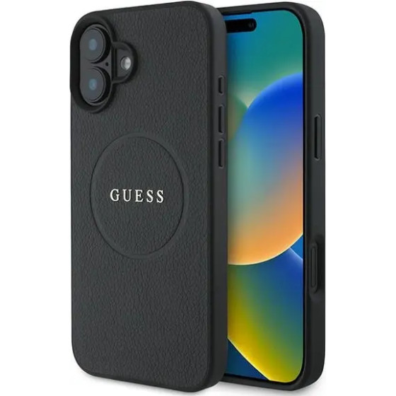 Guess Grained Gold Ring MagSafe case for iPhone 16 Plus - black - (GUE003755-0)