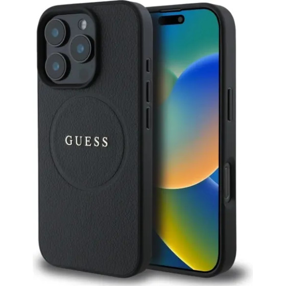 Guess Grained Gold Ring MagSafe case for iPhone 16 Pro Max - black - (GUE003757-0)