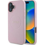 Guess Grained Gold Ring MagSafe iPhone 16 Plus Case - Pink - (GUE003759-0)
