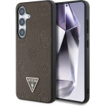 Guess Grained Hot Stamp Peony Pattern Triangle Logo MagSafe Case for Samsung Galaxy S25 - Brown - (GUE004282-0)