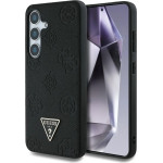 Guess Grained Hot Stamp Peony Pattern Triangle Logo MagSafe Case for Samsung Galaxy S25 Black - (GUE004280-0)