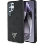 Guess Grained Hot Stamp Peony Pattern Triangle Logo MagSafe Case for Samsung Galaxy S25 Ultra Black - (GUE004281-0)
