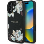 Guess Grained Printed Flower Pattern MagSafe case for iPhone 16 black - (GUE004421-0)