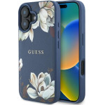 Guess Grained Printed Flower Pattern MagSafe case for iPhone 16 blue - (GUE004427-0)