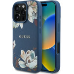 Guess Grained Printed Flower Pattern MagSafe case for iPhone 16 Pro Max blue - (GUE004429-0)