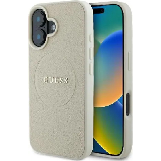 Guess Grained Ring MagSafe case for iPhone 16 - beige - (GUE003840-0)