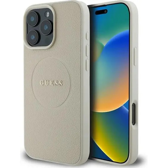 Guess Grained Ring MagSafe case for iPhone 16 Pro - beige - (GUE003977-0)
