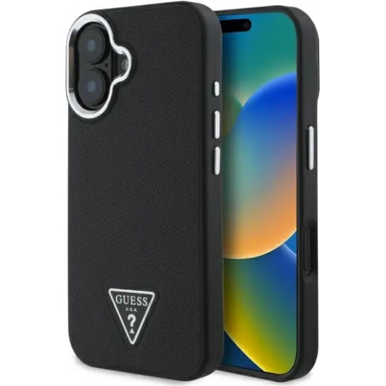 Guess Grained Triangle MagSafe case for iPhone 16 - black - (GUE004066-0)