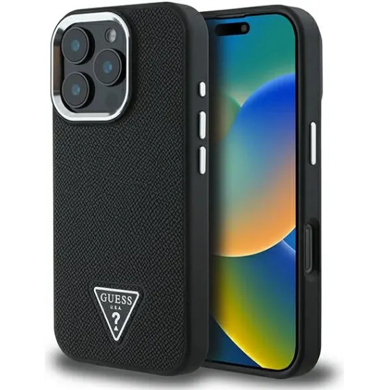Guess Grained Triangle MagSafe case for iPhone 16 Pro - black - (GUE004067-0)