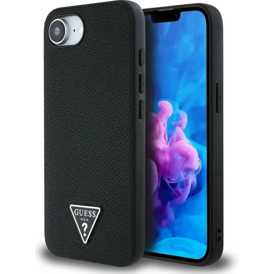 Guess Grained Triangle MagSafe case for iPhone 16e - black - (GUE004484-0)