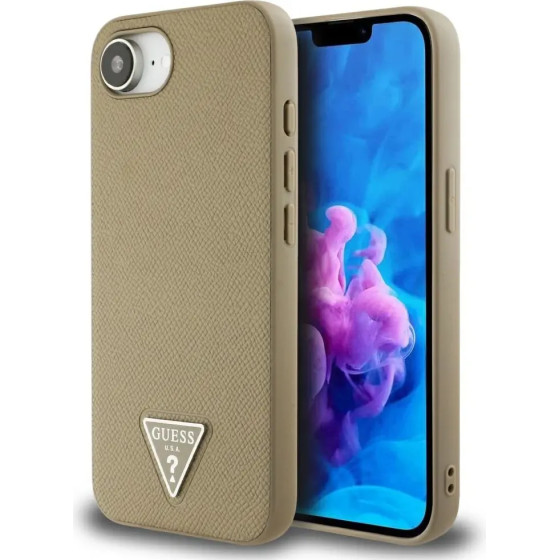 Guess Grained Triangle MagSafe case for iPhone 16e - brown - (GUE004485-0)