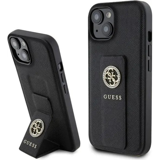 Guess Grip Stand 4G Saffiano Strass case for iPhone 15 - black - (GUE003377-0)