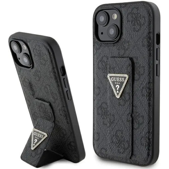 Guess Grip Stand 4G Triangle Strass case for iPhone 15 - black - (GUE003371-0)