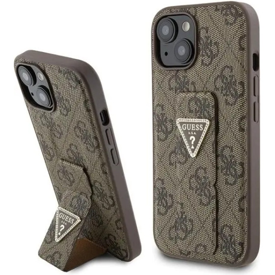 Guess Grip Stand 4G Triangle Strass case for iPhone 15 - brown - (GUE003374-0)