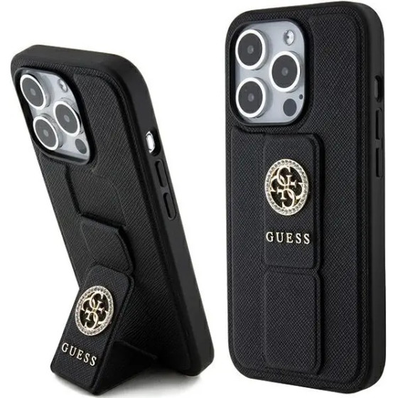 Guess Grip Stand 4G Triangle Strass case for iPhone 15 Pro - black - (GUE003378-0)