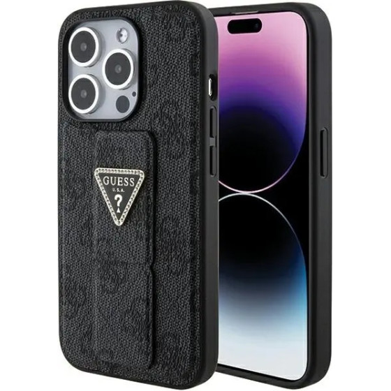 Guess Grip Stand 4G Triangle Strass case for iPhone 15 Pro Max - black - (GUE003373-0)