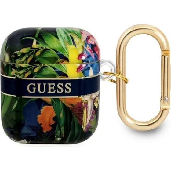 Guess GUA2HHFLB AirPods cover blue/blue Flower Strap Collection - (GUE002029-0)