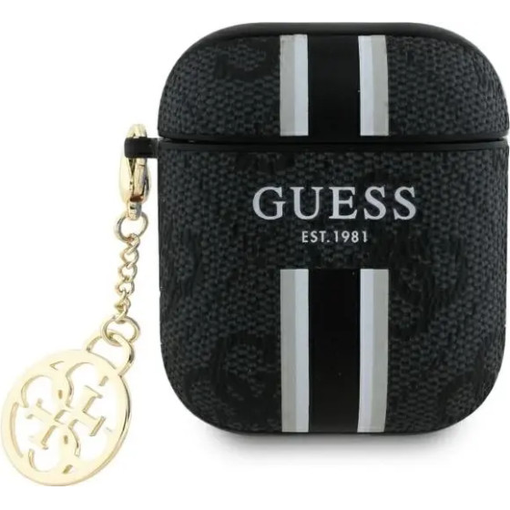 Guess GUA2P4RPSK AirPods 1/2 cover black/black 4G Printed Stripes Charm - (GUE004169-0)