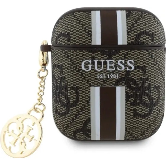 Guess GUA2P4RPSW AirPods 1/2 cover brown/brown 4G Printed Stripes Charm - (GUE004171-0)