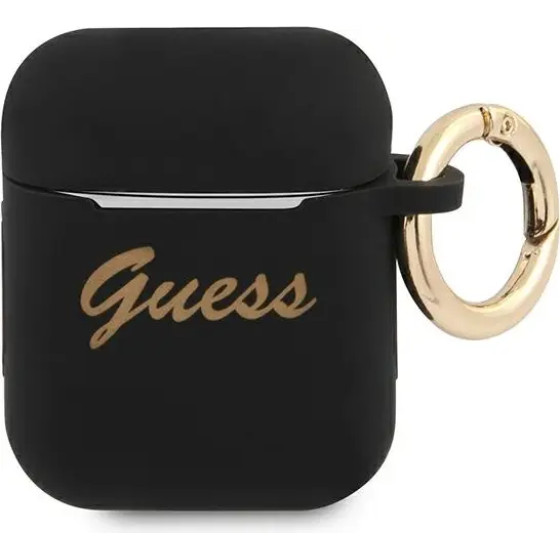 Guess GUA2SSSK AirPods cover black/black Silicone Vintage Script - (GUE001375-0)