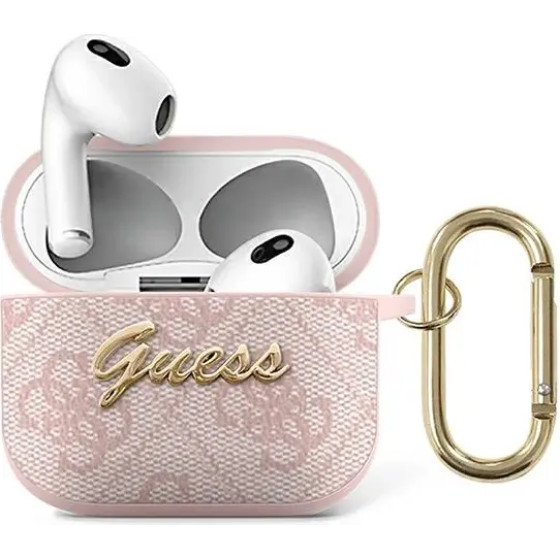 Guess GUA34GSMP AirPods 3 cover rozowy/pink 4G Script Metal Collection - (GUE001673-0)