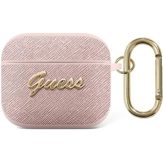 Guess GUA3SASMP AirPods 3 cover pink/pink Saffiano Script Metal Collection - (GUE001675-0)