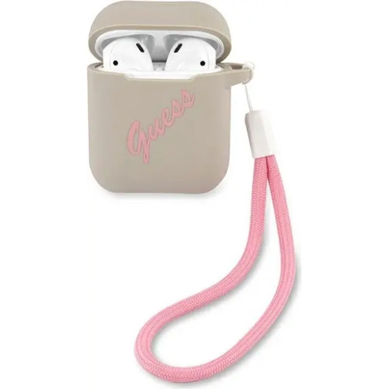 Guess GUACA2LSVSGP AirPods cover gray pink/grey pink Silicone Vintage - (GUE001115-0)
