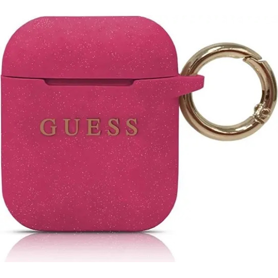 Guess GUACCSILGLFU AirPods cover fuchsia / fuchsia Silicone Glitter - (GUE000513-0)