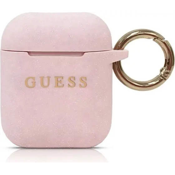Guess GUACCSILGLLP AirPods cover light pink / pink Silicone Glitter - (GUE000512-0)