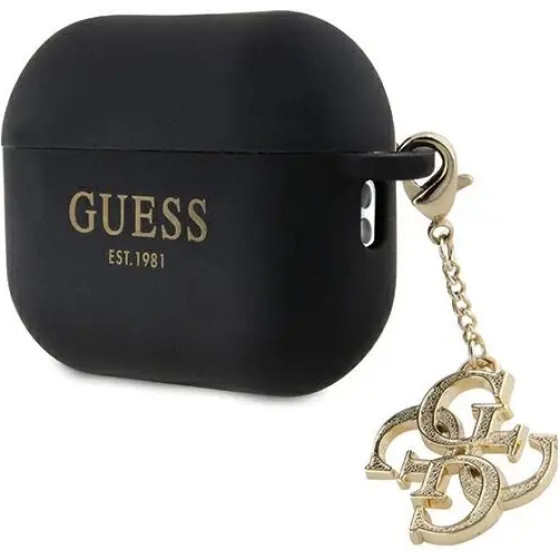 Guess GUAP2LECG4K case for AirPods Pro 2 cover - black Liquid Silicone Glitter Triangle Charm - (GUE002969-0)