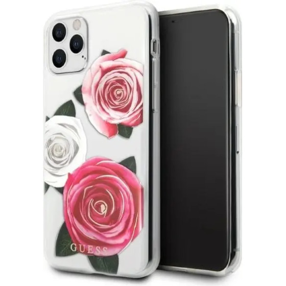 Guess GUHCN58ROSTRT iPhone 11 Pro transparent hardcase Flower Desire Pink & White Rose - (GUE002522-0)