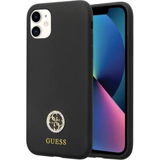 Guess GUHCN614DGPK Case for iPhone 11 / Xr - Black Silicone Logo Strass 4G - (GUE003040-0)