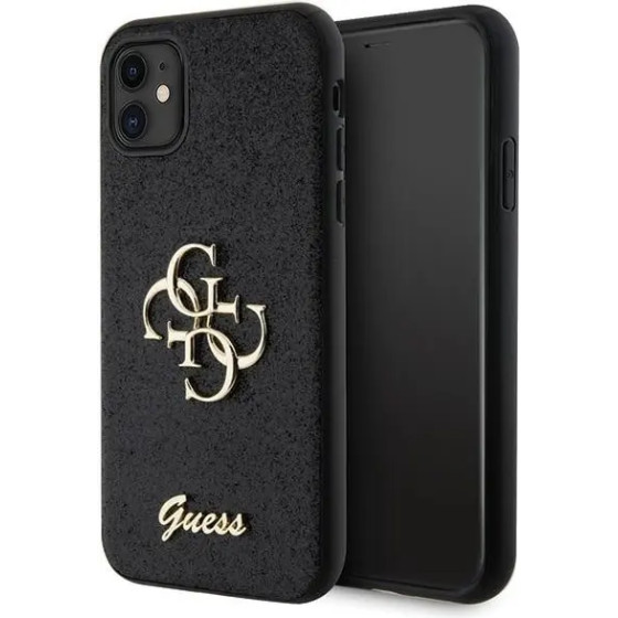 Guess GUHCN61HG4SGK case for iPhone 11 / Xr - black Glitter Script Big 4G - (GUE003000-0)